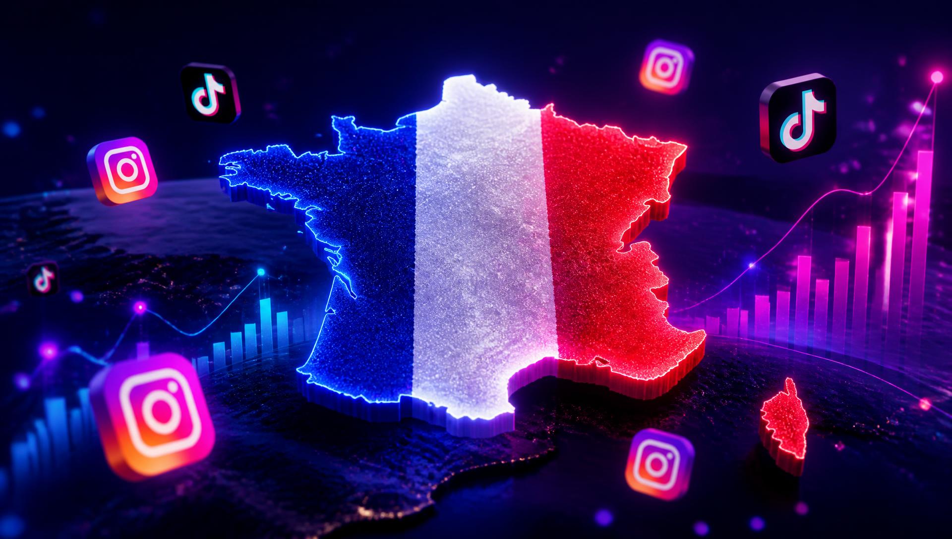 Carte de la France avec le drapeau français